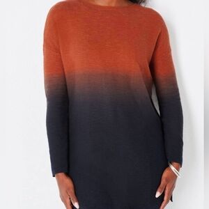Orange and Black Ombre Sweater Tunic J JILL LARGE NWOT
